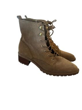 Sole Society Faunya Suede Lace-Up Boots Light Brown 9.5